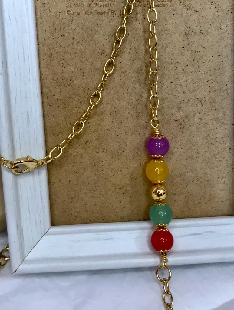 Collana lunga con pietre multicolor